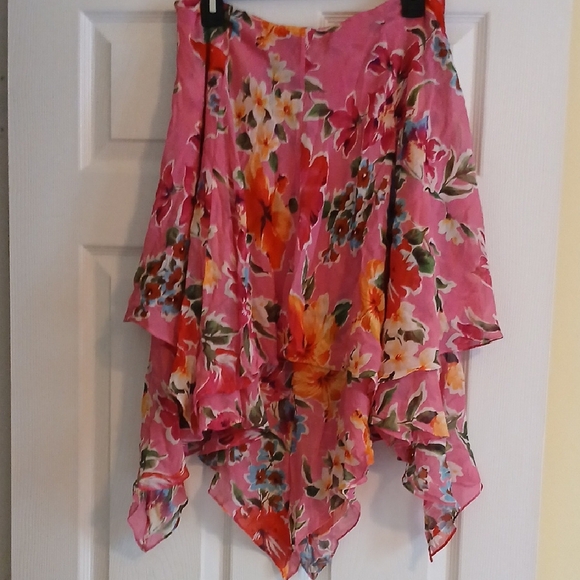 Ralph Lauren Asymmetrical Pink and Orange Skirt - Picture 3 of 4